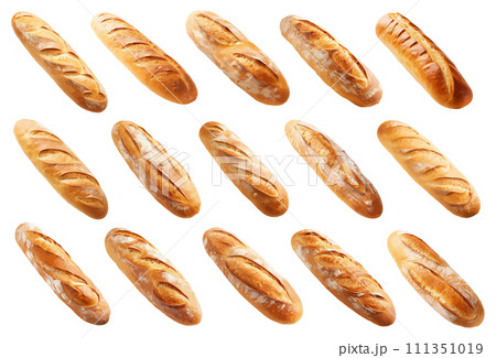 French loaf bread vector set isolated on white background French loaf bread vector set isolated on white background 111351019