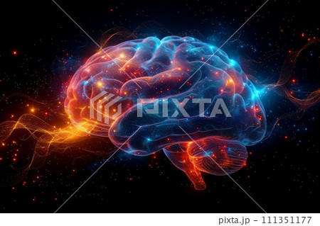 シナプスの光芒: 想像力を映す活動的な脳神経のダイナミックなイメージ AI画像 36 111351177