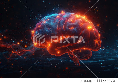 シナプスの光芒: 想像力を映す活動的な脳神経のダイナミックなイメージ AI画像 37 111351178