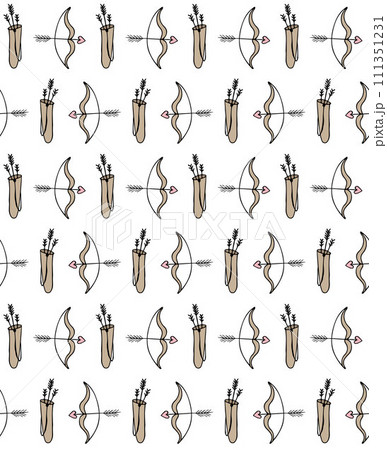 Vector seamless pattern of hand draw bow and arrow 111351231