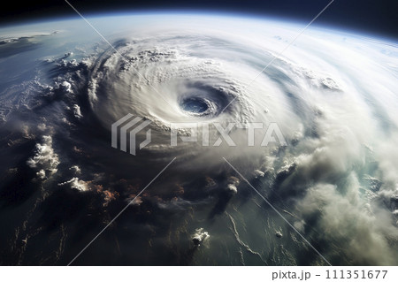 Hurricane, tornado, view from space. Generative AI 111351677