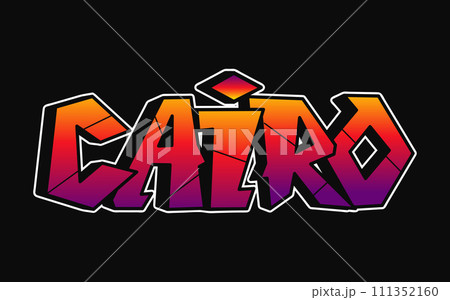 Cairo city - single word, letters graffiti style. Vector hand drawn logo. Funny cool trippy word Cairo, fashion, graffiti style print t-shirt, poster concept Cairo city - single word, letters graffiti style. Vector hand drawn logo. Funny cool trippy word Cairo, fashion, graffiti style print t-shirt, poster concept 111352160