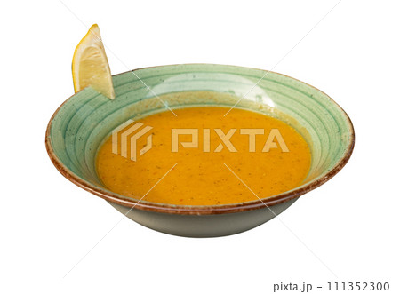 Red Lentil Soup, Yellow Cream Puree, Ramadan Food, Pumpkin Vegetarian Dish, Orange Lentil Soup in Bowl Red Lentil Soup, Yellow Cream Puree, Ramadan Food, Pumpkin Vegetarian Dish, Orange Lentil Soup in Bowl 111352300