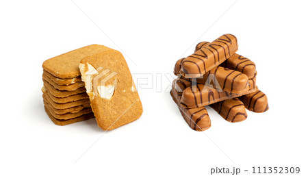 Ginger Snap Isolated, Rectangular Ginger Nut, Biscuit Square Cookies Ginger Snap Isolated, Rectangular Ginger Nut, Biscuit Square Cookies 111352309