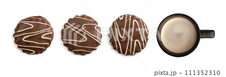 Shortbread Biscuit Coated in Milk and Dark Chocolate Shortbread Biscuit Coated in Milk and Dark Chocolate 111352310