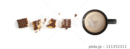 Chocolate Wafers Isolated, Wafer Biscuits Coated in Chocolate 111352311