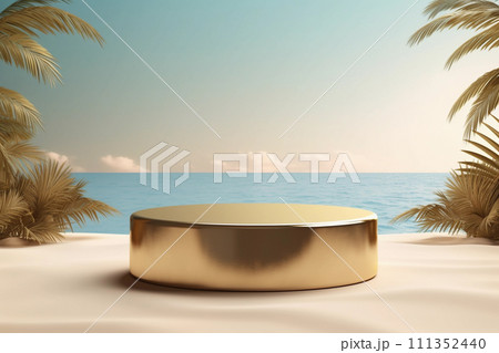 Tropical Display Stand with Ocean Backdropのイラスト素材 [111352440] - PIXTA