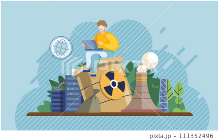 Nature pollution. Vector illustration. The delicate balance ecosystem is threatened by pollution Climate change is consequence environmental degradation and pollution Contamination natural resources 111352496