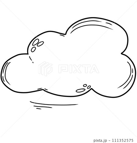 black line art of a cloud on a  transparent background, coloring book art supply for kids 111352575