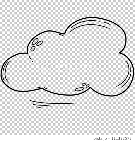 black line art of a cloud on a  transparent background, coloring book art supply for kids 111352575