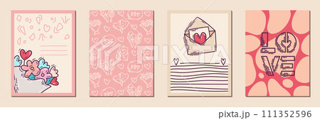Valentines Day doodle hand-drawn printable posters set Valentines Day doodle hand-drawn printable posters set 111352596