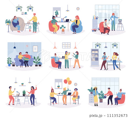 Office rest vector illustration. The organizations commitment to employee rest and relaxation fosters positive work environment Taking breaks for rest and enjoyment in office contributes to overall Office rest vector illustration. The organizations commitment to employee rest and relaxation fosters positive work environment Taking breaks for rest and enjoyment in office contributes to overall 111352673