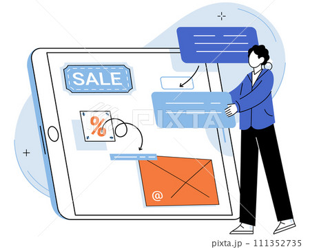 Mobile app marketing vector illustration. Technology advancements have opened new opportunities for app marketing Effective advertisement placement is crucial for capturing attention potential app 111352735