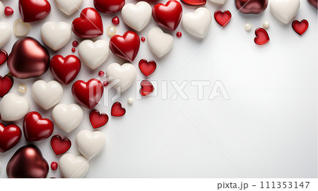 Valentine's Day Romantic  Celebration Couple in Love, Exchanging Gifts and Creating Happy Memories with Hearts, Generative Ai 111353147