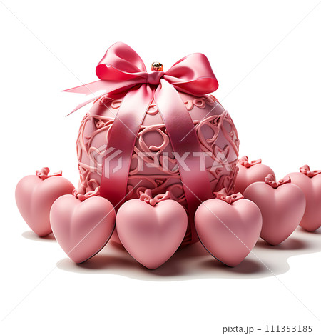 Valentine's Day Romantic  Celebration Couple in Love, Exchanging Gifts and Creating Happy Memories with Hearts, Generative Ai 111353185