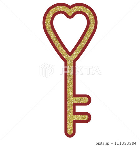 イラスト素材　ハートの鍵　ゴールド 111353584