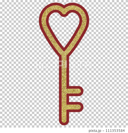イラスト素材　ハートの鍵　ゴールド 111353584