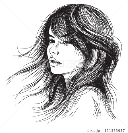 Black and white female portrait 111353957