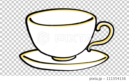 gold-rimmed cup and saucer 111354138