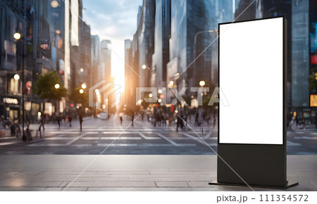 Advertising stand in a city street setting Advertising stand in a city street setting 111354572