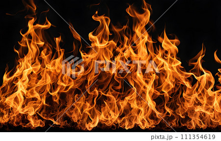 Warm bonfire burning in the night 111354619