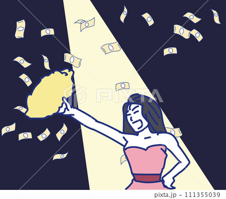 バブル期_踊る女性 お金 お立ち台 バブル期_踊る女性 お金 お立ち台 111355039