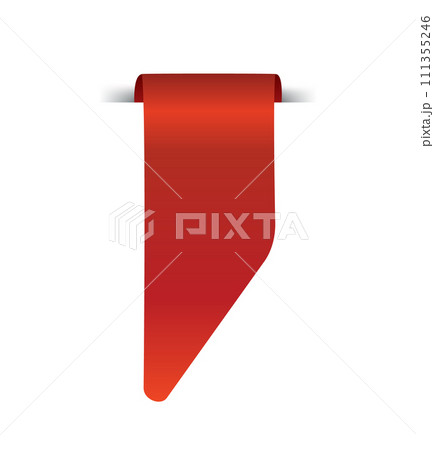 Red price label ribbon. Empty sales label for promotion, shopping discounts, store tags. Hot price offers. Isolated vector design template 111355246