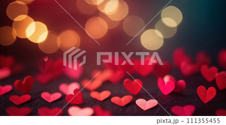 Hearts Bokeh Background - Valentine day banner 111355455