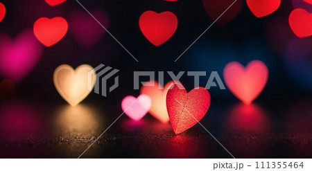 Hearts Bokeh Background - Valentine day banner Hearts Bokeh Background - Valentine day banner 111355464