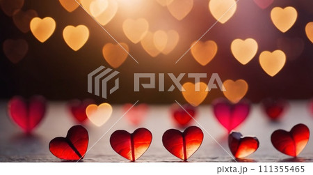 Hearts Bokeh Background - Valentine day banner 111355465
