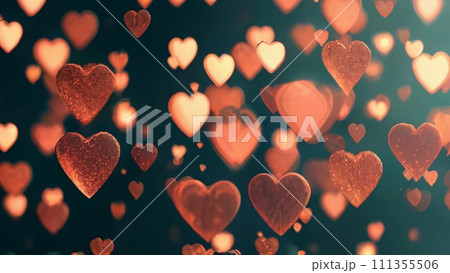 Hearts Bokeh Background - Valentine day banner 111355506