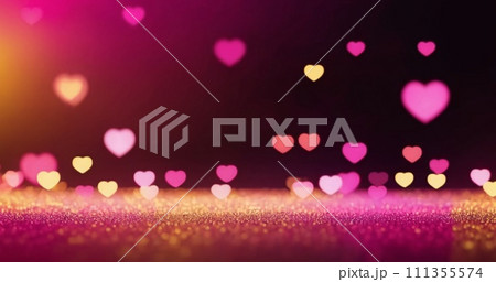 Hearts Bokeh Background - Valentine day banner Hearts Bokeh Background - Valentine day banner 111355574