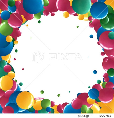 Shiny balls with different size on simple gradient background. Glossy bubbles in empty space. Abstract composition with chaotic floating spheres. 3d rendering Shiny balls with different size on simple gradient background. Glossy bubbles in empty space. Abstract composition with chaotic floating spheres. 3d rendering 111355703