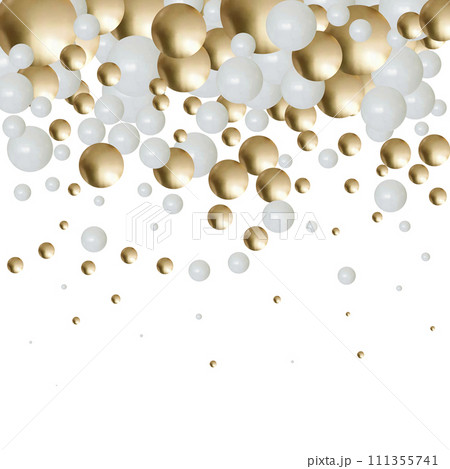 White and gold balloons. Vector holiday background. White and gold balloons. Vector holiday background. 111355741