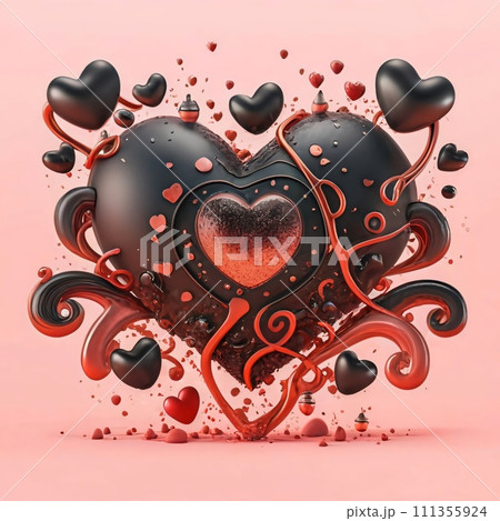 An artistic background with a hearts, valentine concept. 111355924