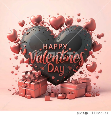 An artistic background with a hearts, valentine concept. 111355934
