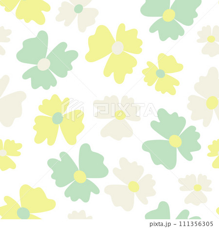 Seamless floral pattern based on traditional folk art ornaments. Colorful flowers on color background. Scandinavian style. Sweden nordic style. Vector illustration. Simple minimalistic pattern 111356305