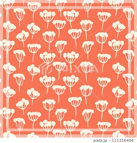 Print for kerchief, bandana, scarf, handkerchief, shawl, neck scarf. Squared pattern with ornament for fabric, textile, silk products. Paisley vector with abstract flowers. Floral folk tracery 111356404