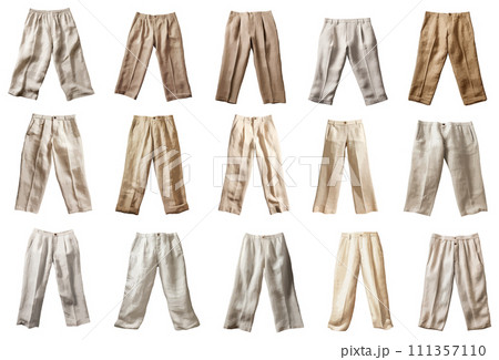 Linen pants vector set isolated on white background 111357110