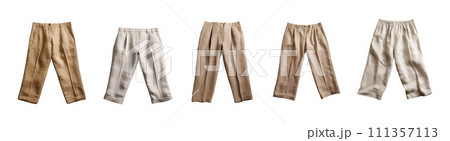 Linen pants vector set isolated on white background 111357113