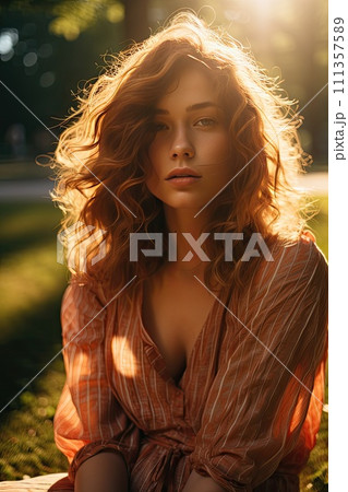 AI-generated content. young beautiful woman outdoor AI-generated content. young beautiful woman outdoor 111357589