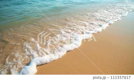 Gentle waves lap against the sandy shore, a tranquil oasis for relaxation 111357817