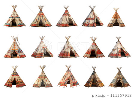 Native american tent vector set isolated on white background 111357918