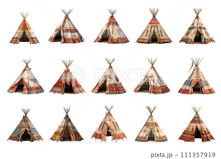 Native american tent vector set isolated on white background 111357919
