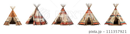 Native american tent vector set isolated on white background Native american tent vector set isolated on white background 111357921