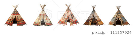 Native american tent vector set isolated on white background 111357924