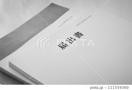 分厚い書類　届出書　提出書類　資料　手続き　用紙 111359360