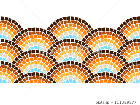 Decorative mosaic border. Ceramic antique stone ornament. 111359577