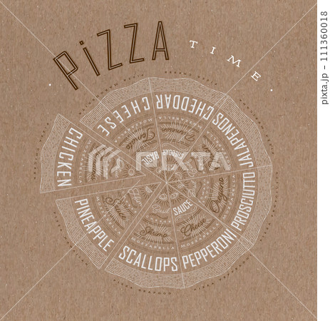 Poster pizza time brown 111360018