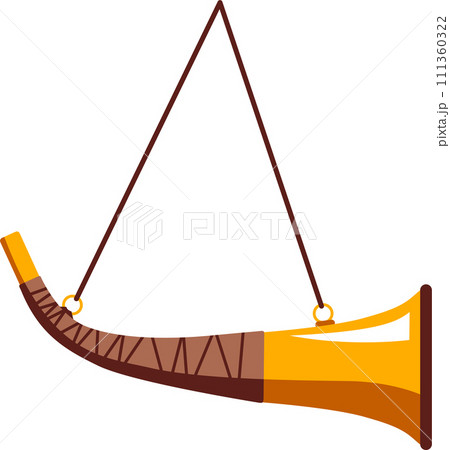 Traditional Hunting Bugle Isolated Icon in Flat Style. Vector Illustration. 111360322